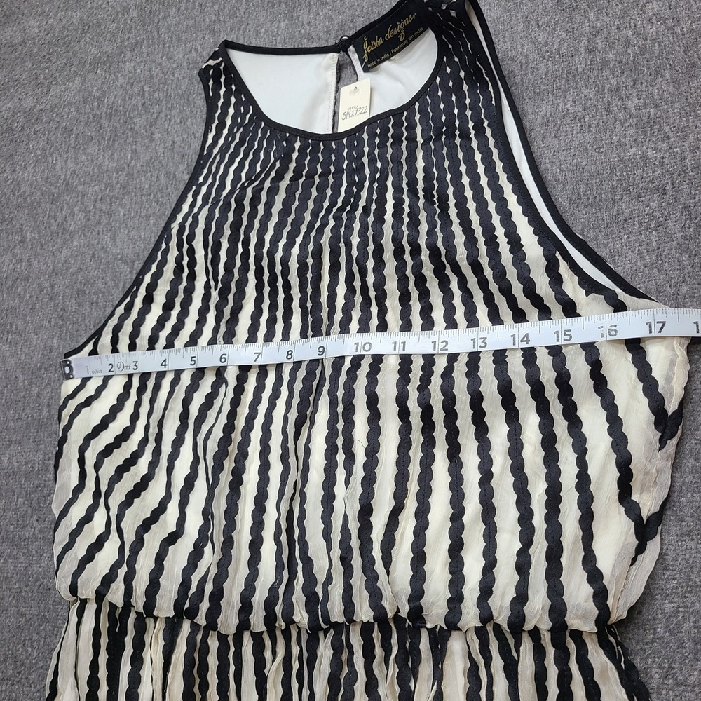 Geisha Designs Anthropologie Dress Womens 6 Black White NEW Wave Stripe Midi - Picture 4 of 10